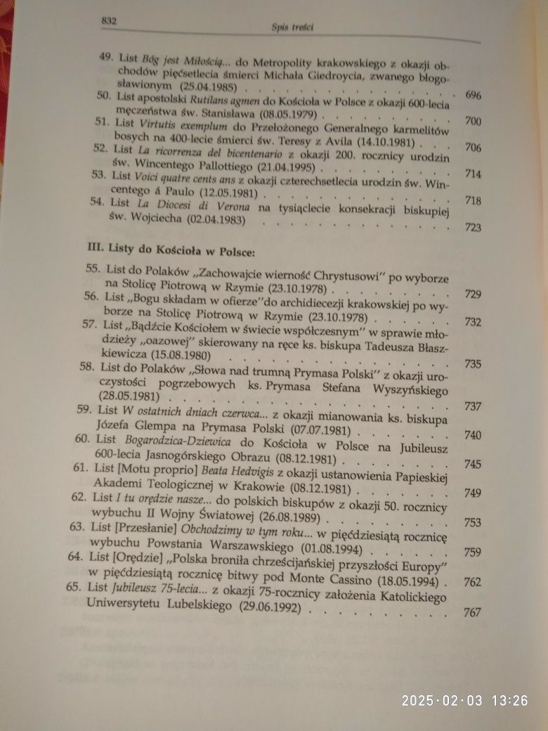 Wybór Listów Ojca Świętego Jana Pawła II