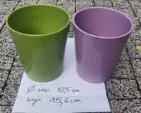 Doniczki ceramiczne 2 szt zielona różowa storczyki wys. 15,6cm