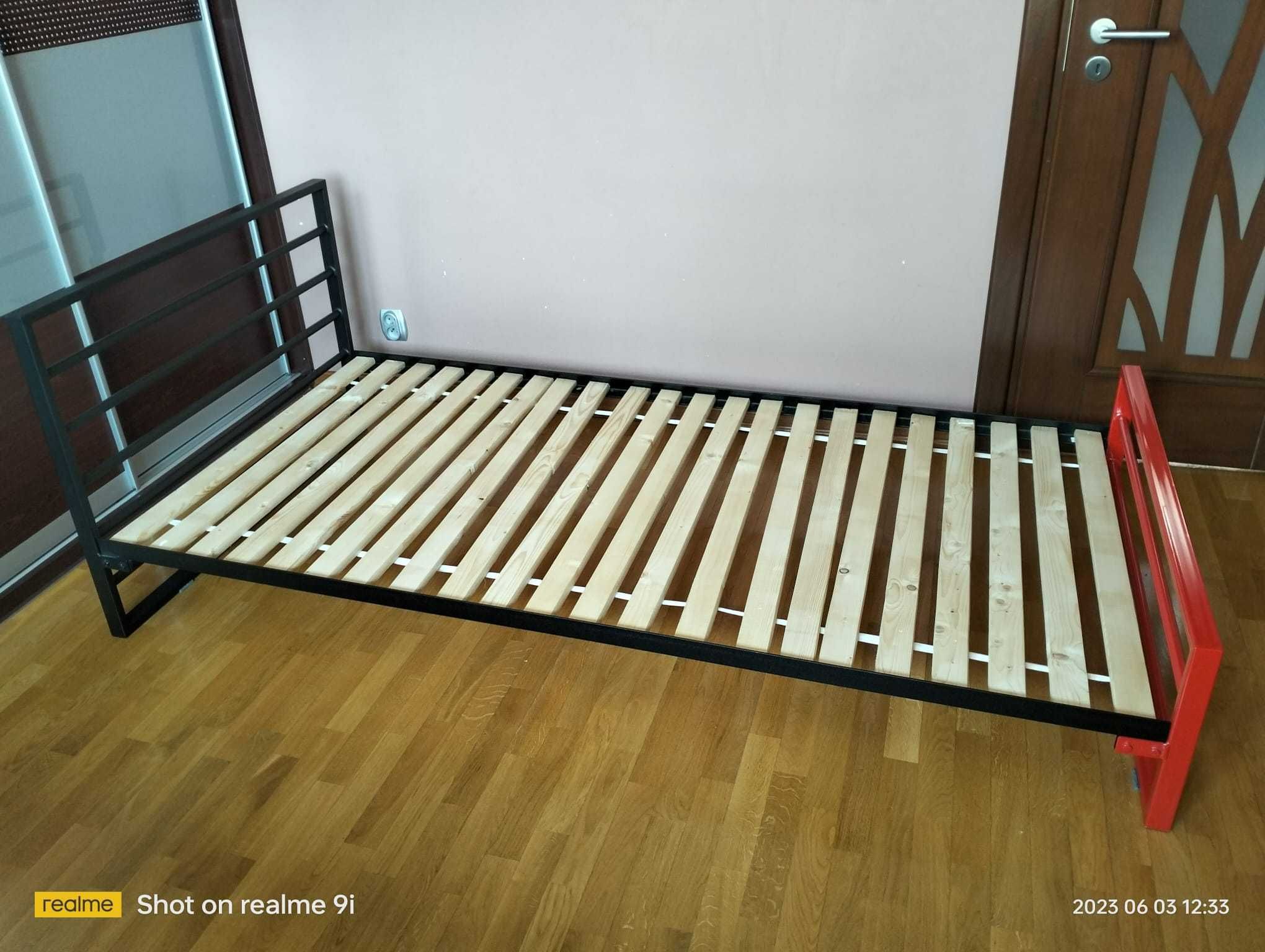 Łóżko pojedyncze ze stelażem, metalowe, Lak System Premium 100x200