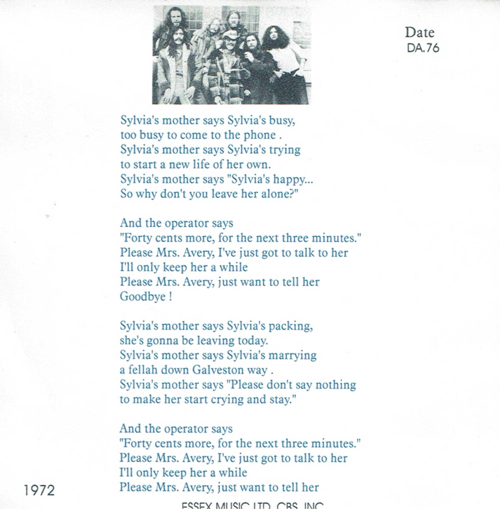 Dr. Hook And The Medicine Show* – Sylvia's Mother