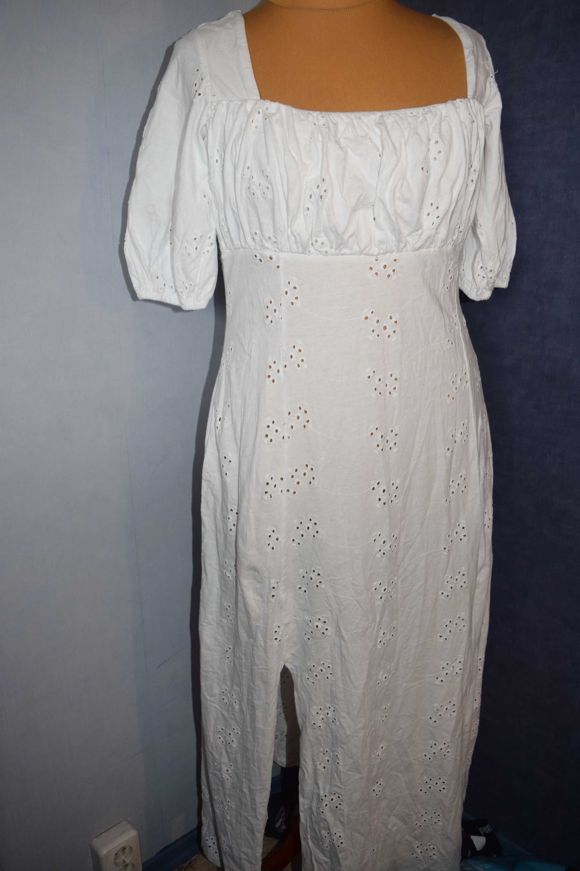 Asos Piękna sukienka długa biała z haftem richelieu_46