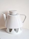 Vintage ceramiczny dzbanek na herbatę z podgrzewaczem IKEA