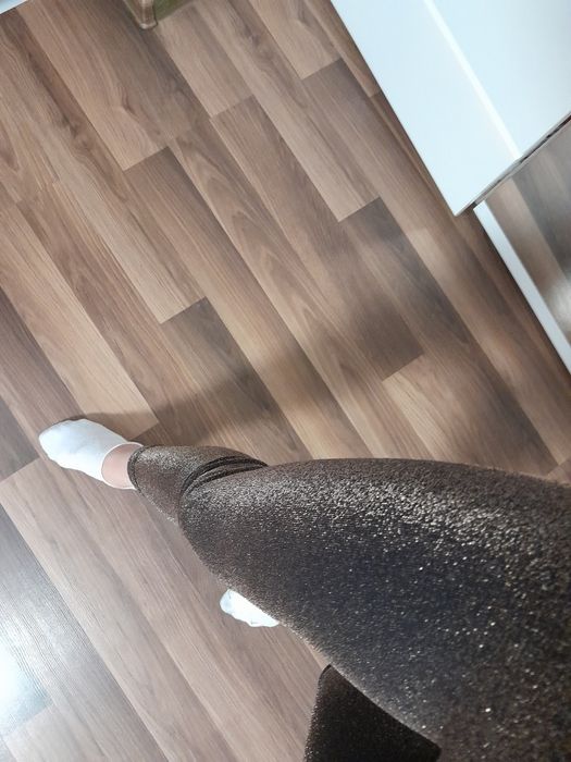 Legginsy getry wysoki stan złote sylwester impreza oversize