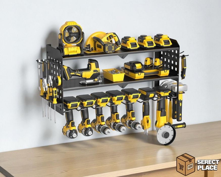 > Stojak / Organizer na narzędzia z 7 uchwytami na wiertarki