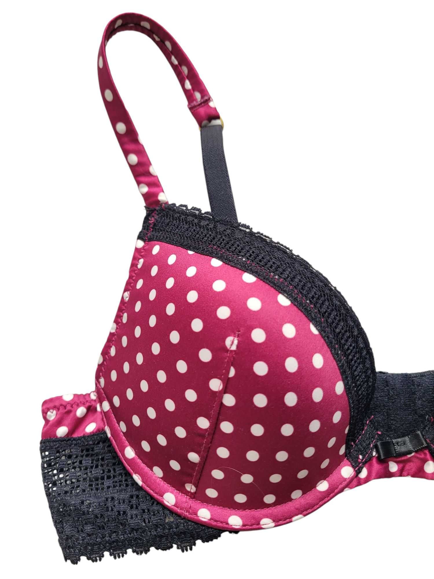 Stanik biustonosz pushup 70A H&M bielizna damska wzór w kropki