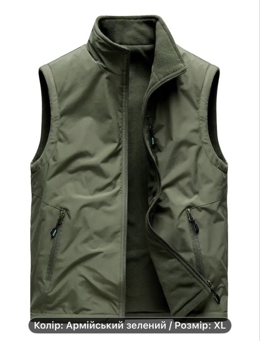 Жилет тактичний теплий на флісі реверсийний олива XL