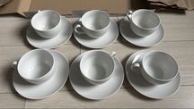 Zestaw kawowy Ćmielów – 6 filiżanek + 6 spodków, porcelana biała.