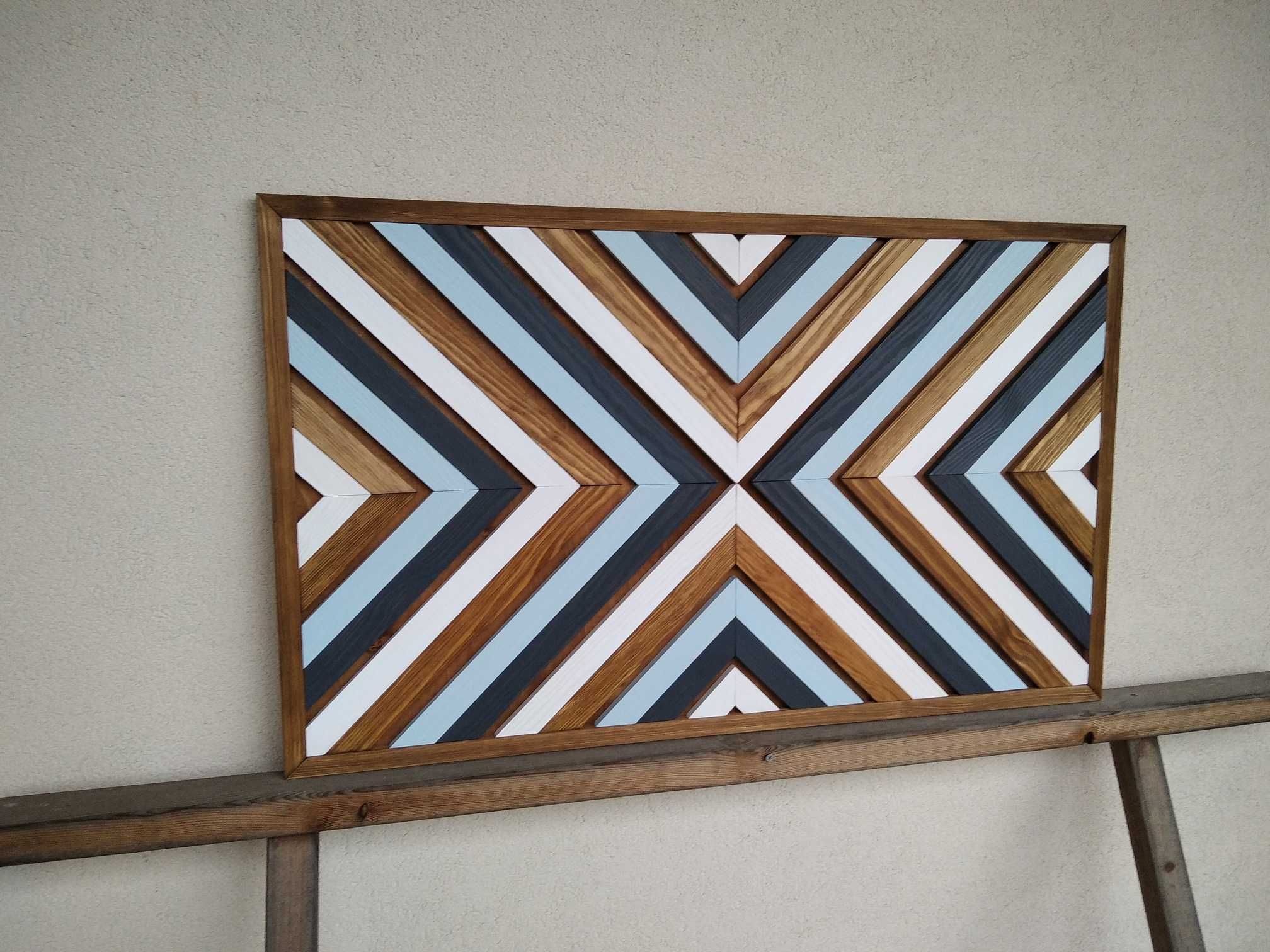 Obraz z drewna mozaika ozdoba ścienna 90 x 54 cm
