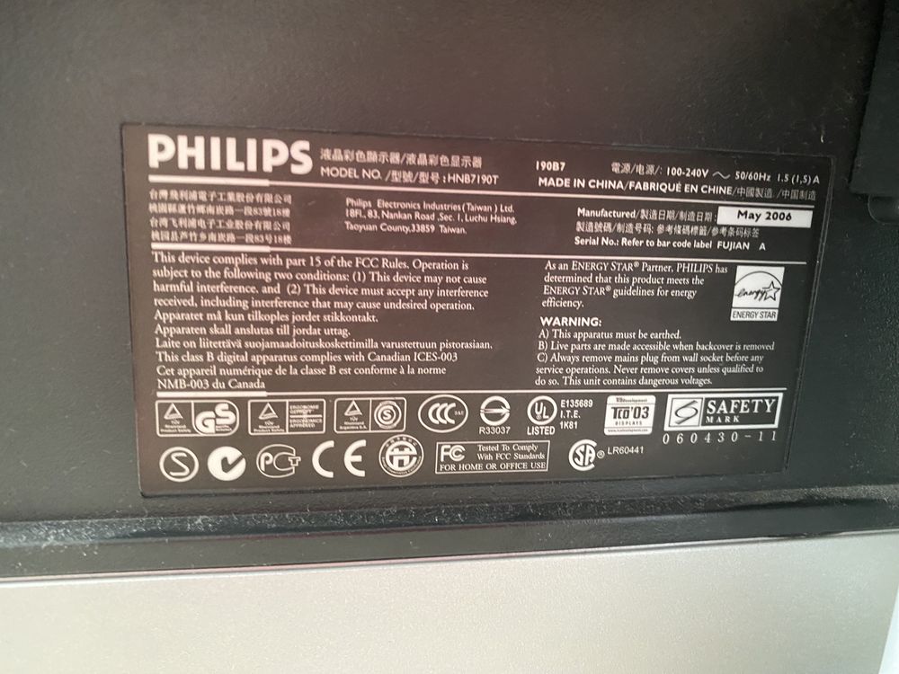 Monitor Philips 190B, 19”, 1280x1024