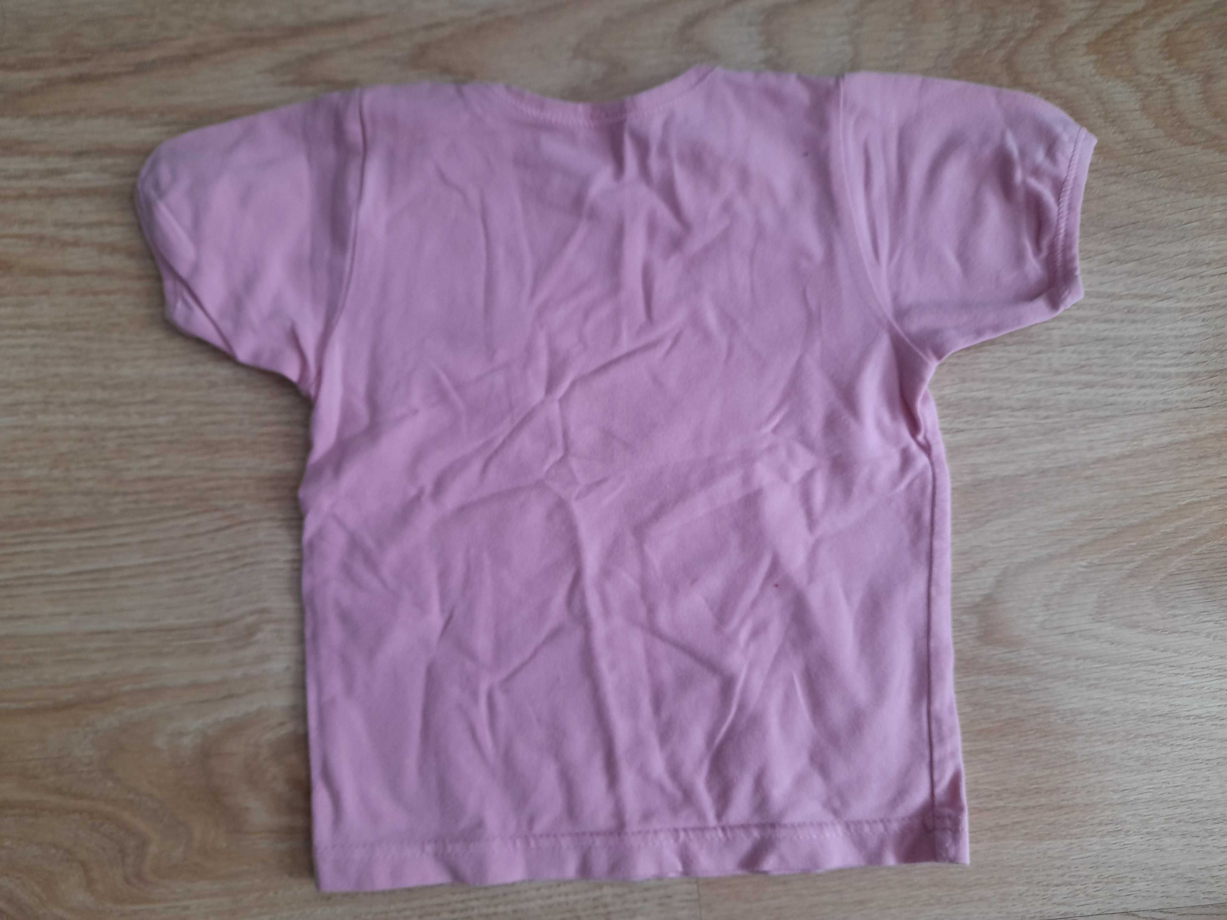 Bluzeczka  dziewczęca różowa z krótkim rękawem rozm. 68 cm