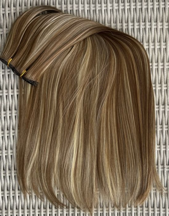 Premium Ultra jasny brąz z blondem, włosy doczepiane, clip in 94.