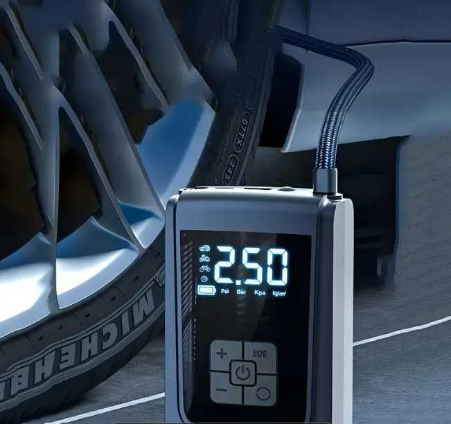 Elektryczna pompka do opon 150PSI z manometrem i LED, kompresor