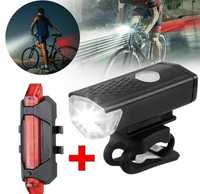 USB recarregável Bike Light Set Front Light com taillight