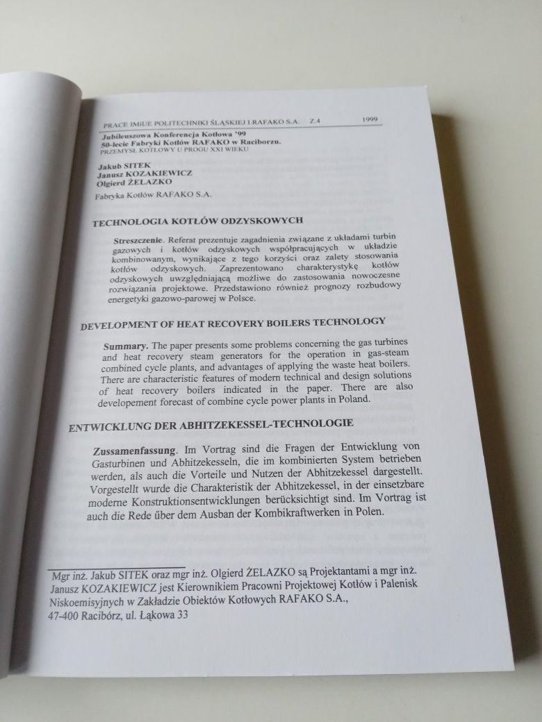 Jubileuszowa konferencja kotłowa '99 50lecie fabryki kotłów Rafako 2