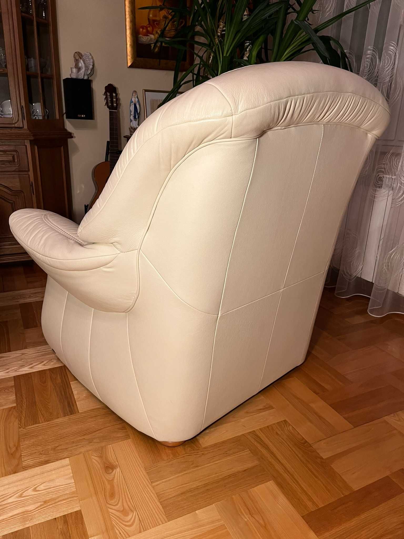 Komplet wypoczynkowy sofa + dwa fotele ze skóry