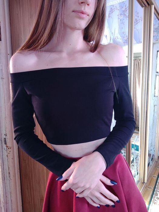 Чёрный топ с длинным рукавом. Чорний топ SM