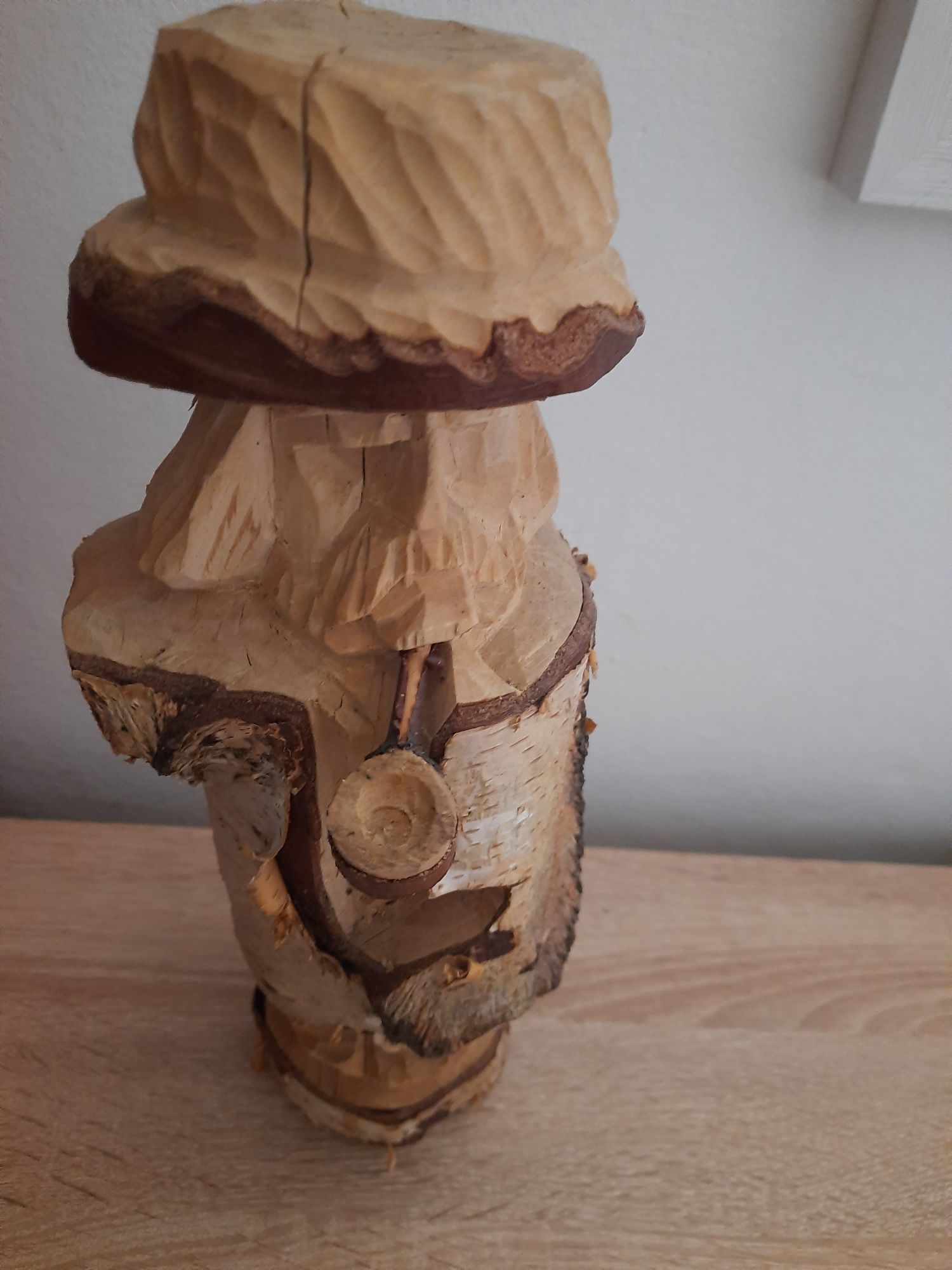 Rzeźba w brzozie Rękodzieło Hand Made Góral z Fajką Podhale Zakopane