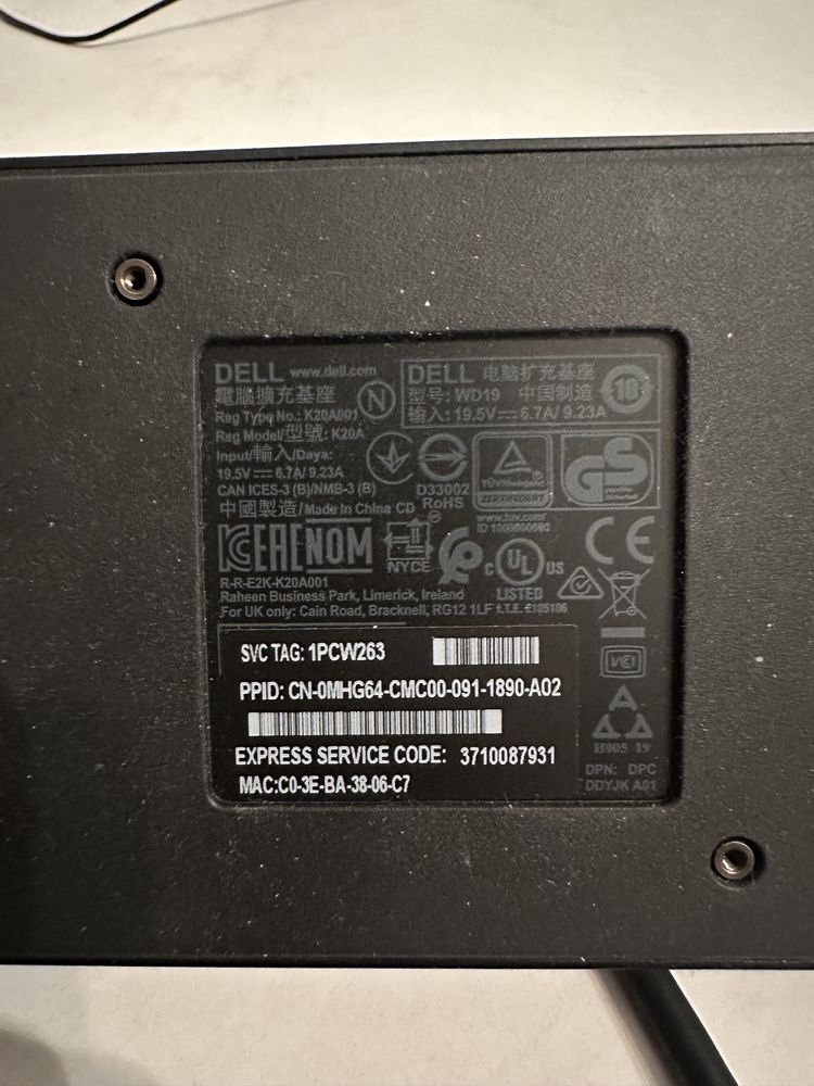 Stacja dokująca Dell WD19 K20A USB C