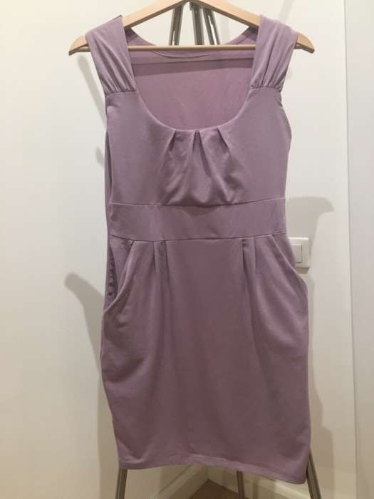 Wrzosowa bawełniana sukienka bez rękawów, tunika,fiolet