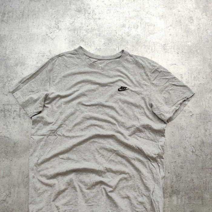 MĘSKA Koszulka Szara Bawełna Haft Logo Nike Casual Klasyczna Sportowa