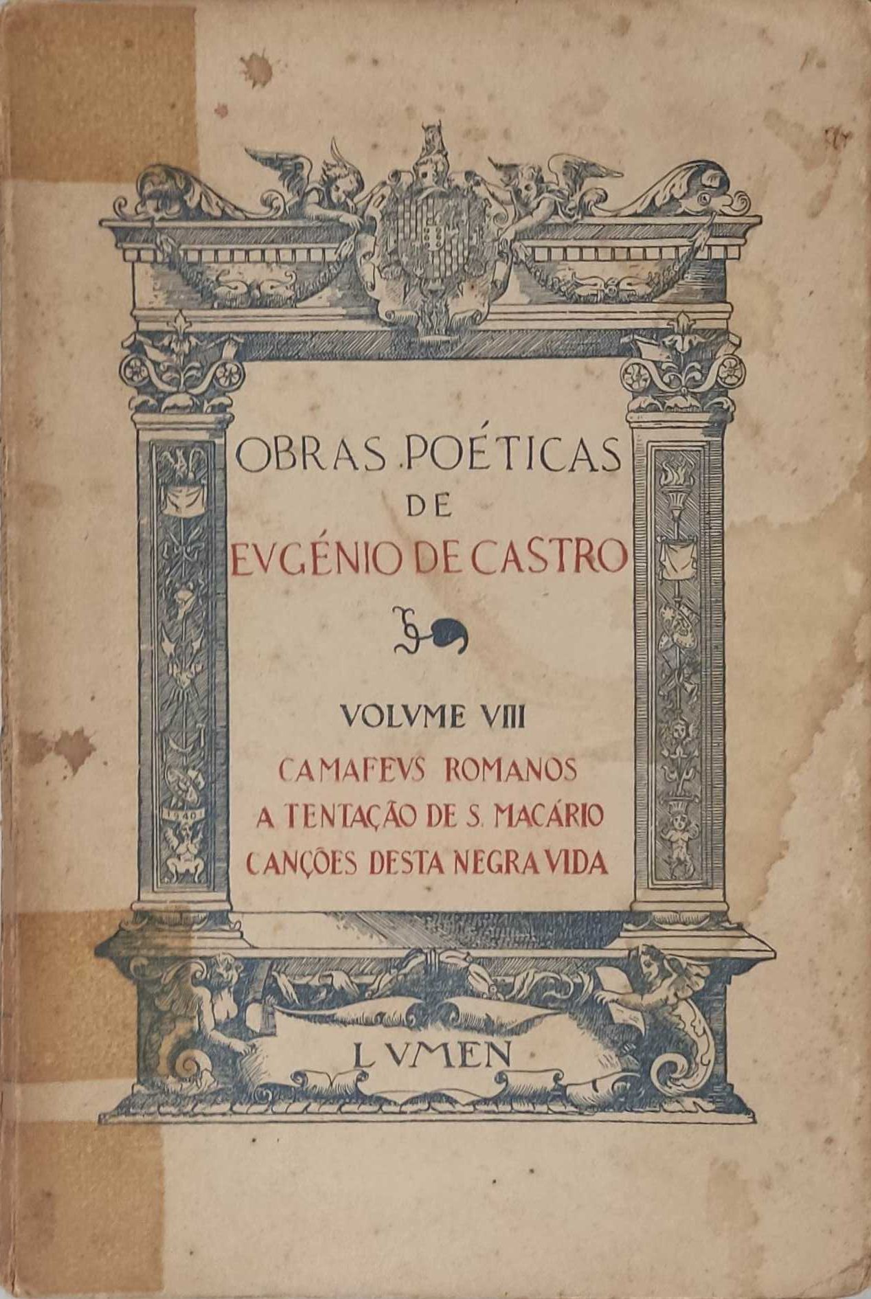 Livro  Ref Cx B- Eugenio  Castro - Obras Poéticas de Eugenio De Castro