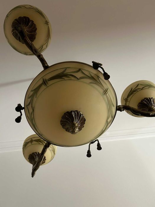 Candeeiros vintage/clássico latão e vidro trabalhado – Conjunto de 2