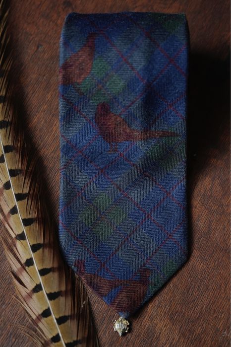Вінтажна шовкова краватка з фазанами