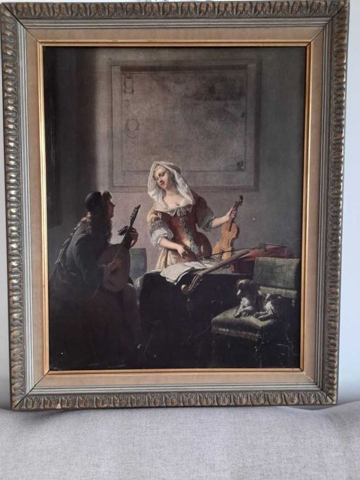 Obraz, Rama drewniana, rzeźbiona, bogata, wymiary: 64,8 cm x 77,1 cm