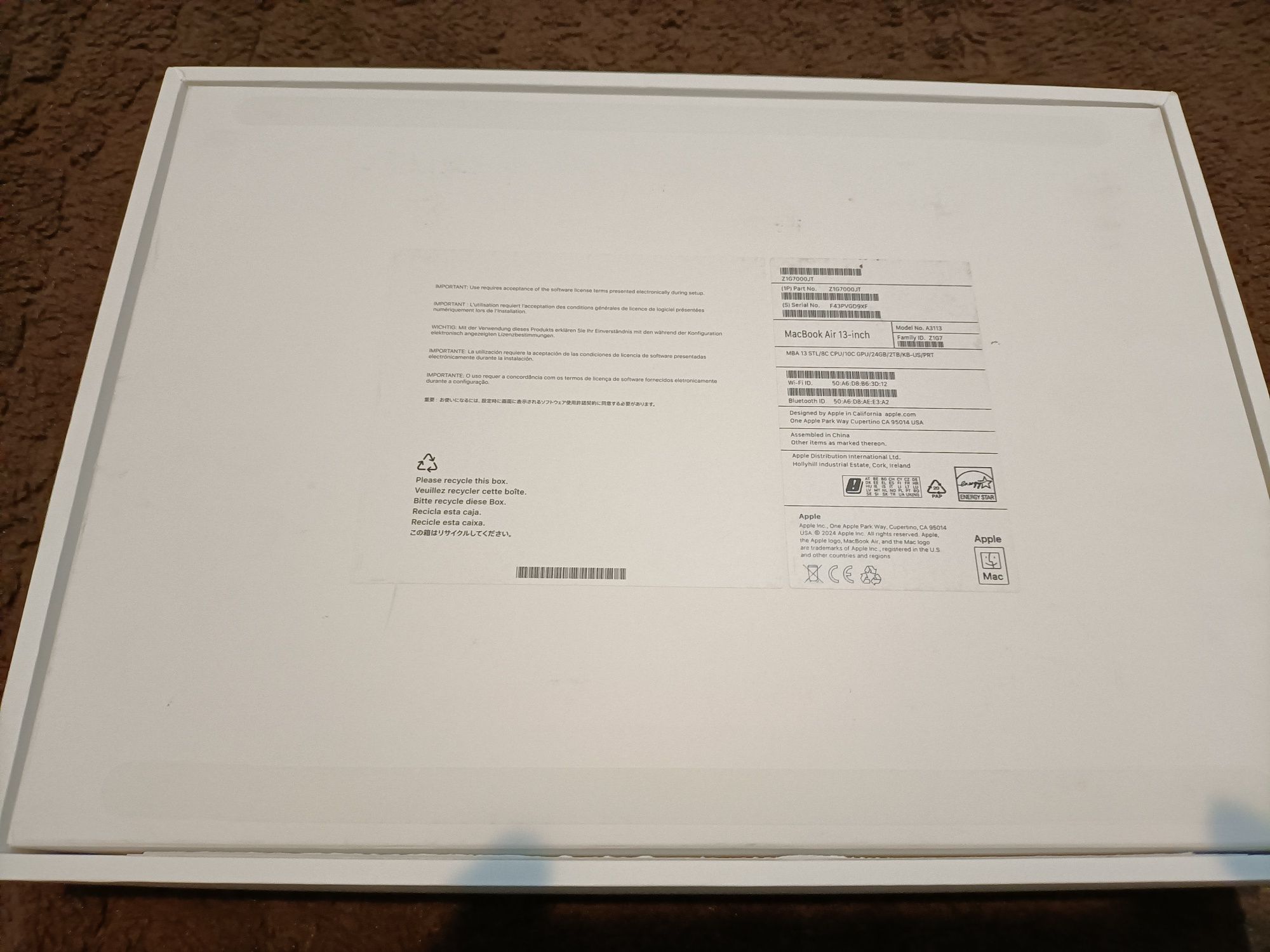 Caixa Apple MacBook air 13"