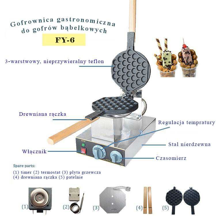 Gofrownica bąbelkowa,gastronomiczna,profesjonalna,gofry bąbelkowe FY-6