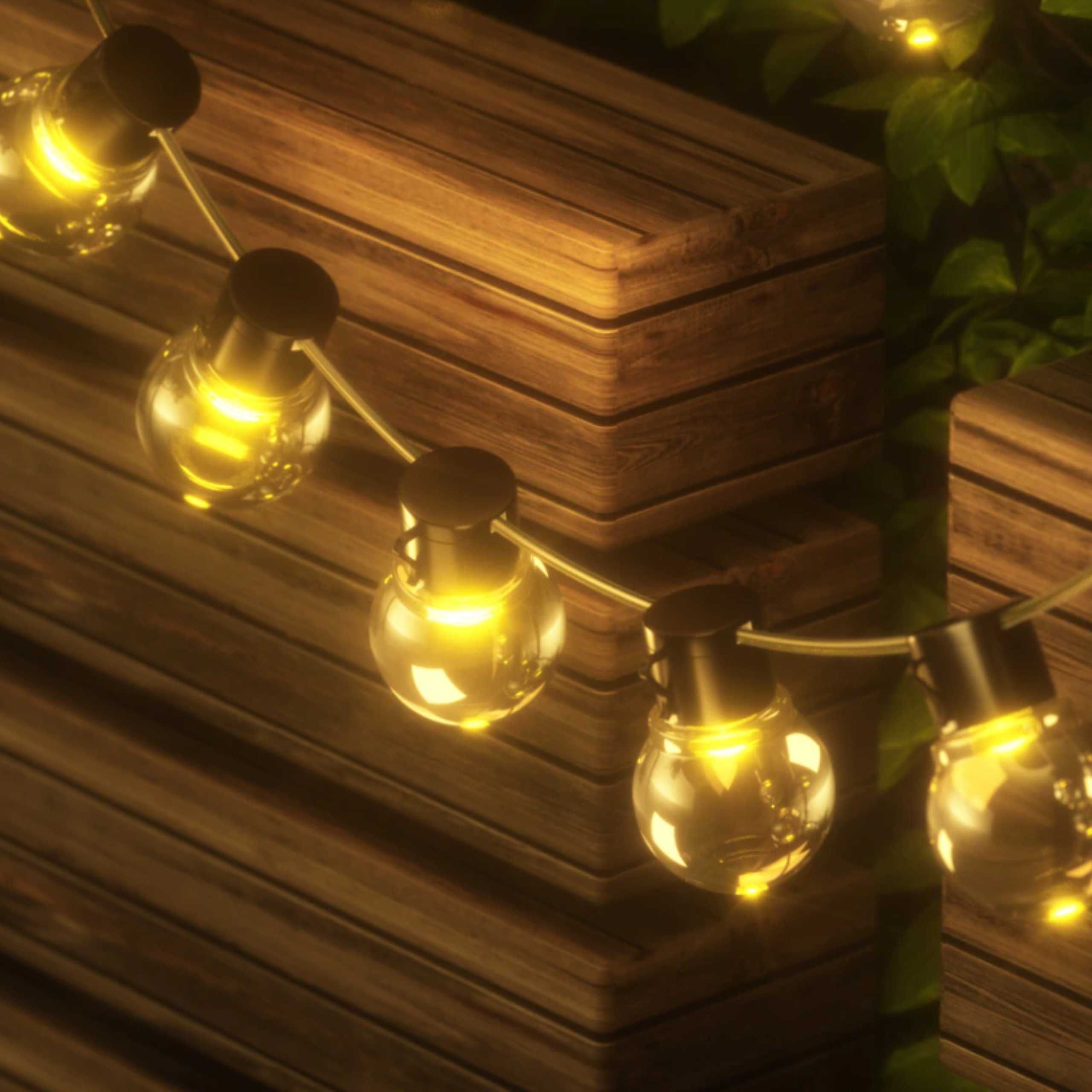 Lampki Solarne LED GIRLANDA Ogrodowa Świetlna 20x ŻARÓWKA Kulki Taras