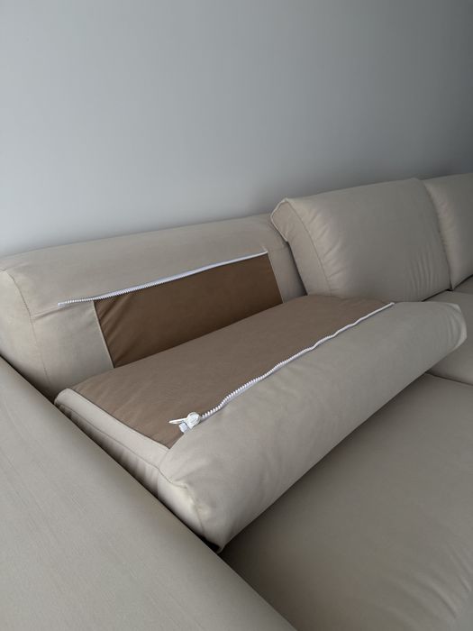 Sofá Chaise Longue Bege Moderno – 3,20m – Tecido Anti-animais