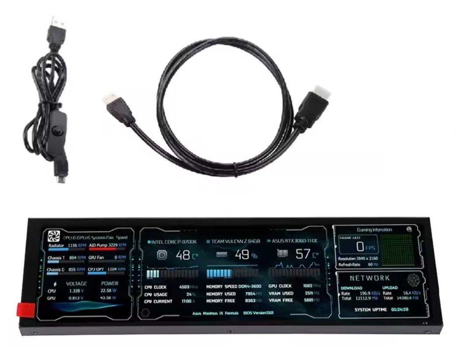 Монітор 8,8", 1920*480, mini-HDMI, micro-USB.