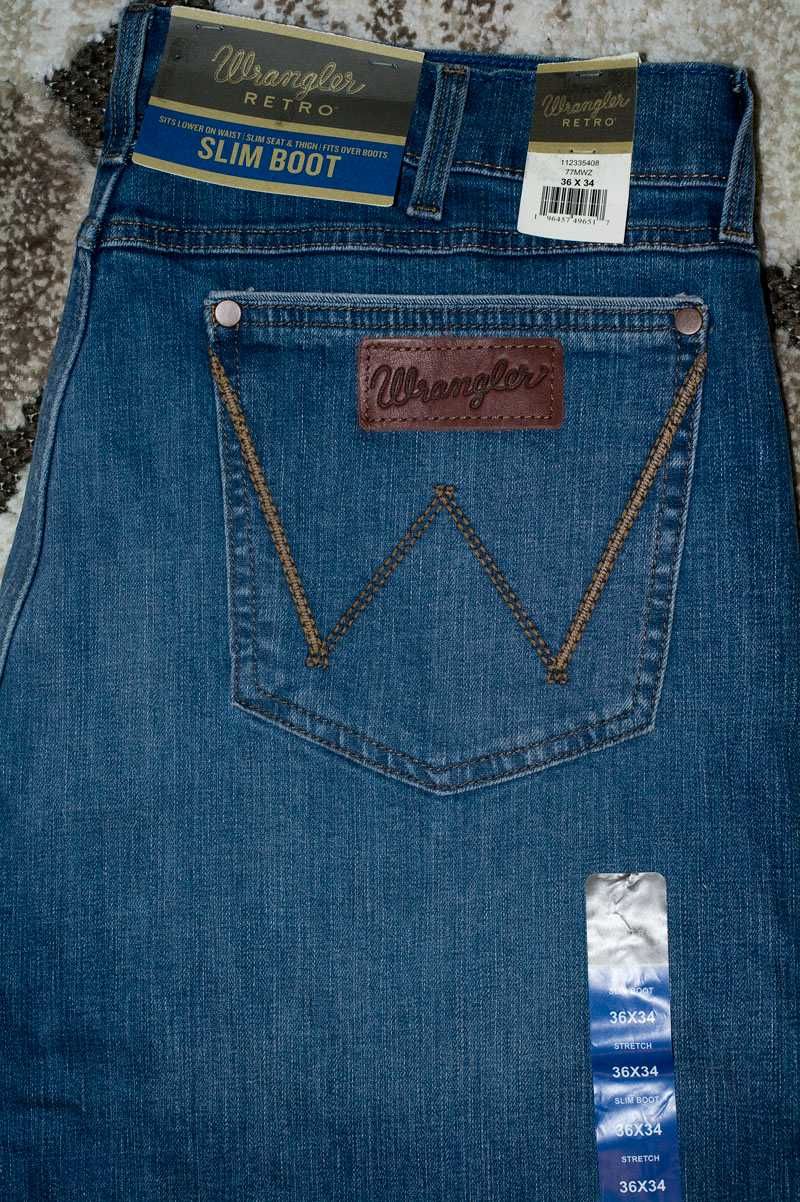 Джинси 36х34 Wrangler 77MWZ Retro Big Sky Medium Wash Slim Fit BootCut