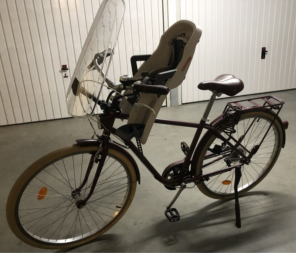 Cadeira porta-bebé e visiera para bicicleta