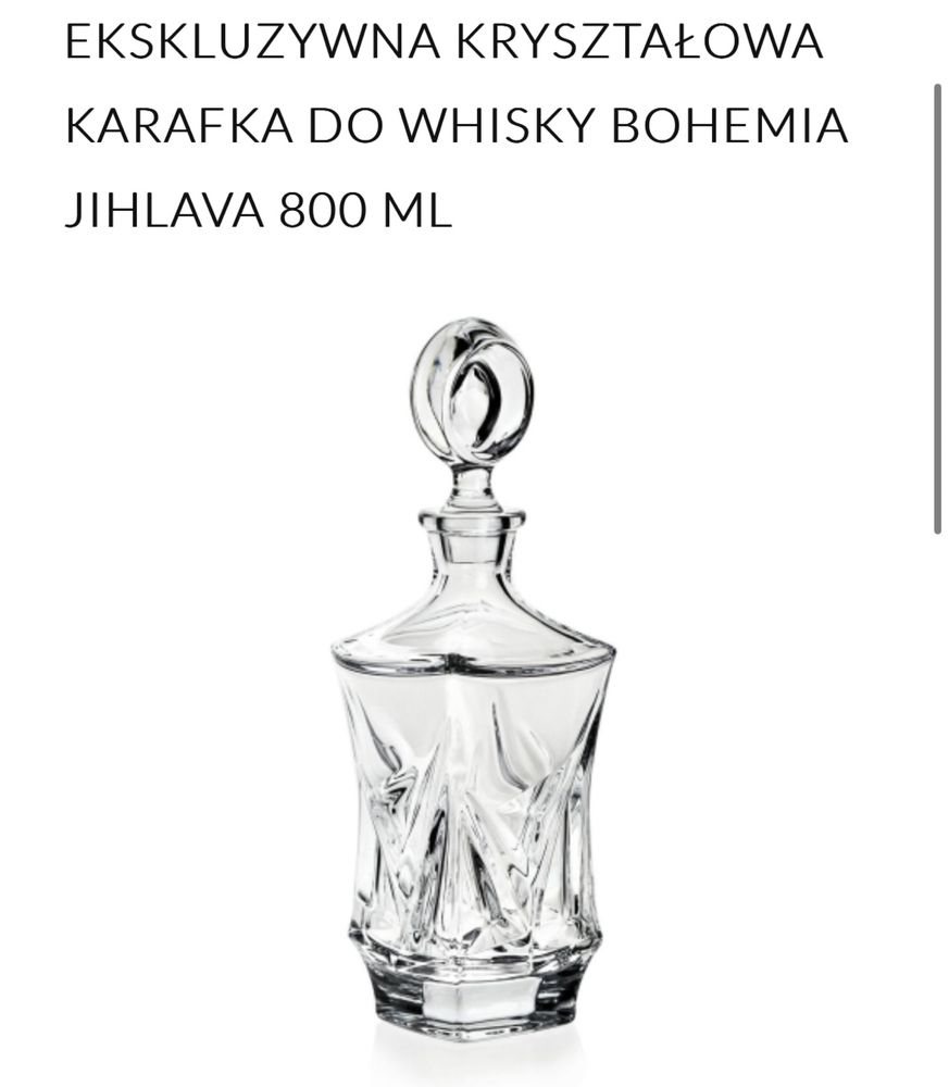 szklanki i karafka Bohemia Crystal JIHLAVA 800 300ml kryształy whisky
