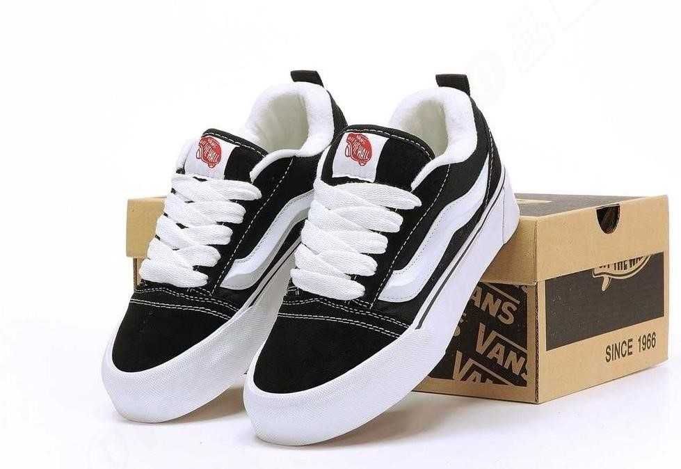 Женские кеды Vans Knu Skool Platform Black White 36-40 вансы Наложка!