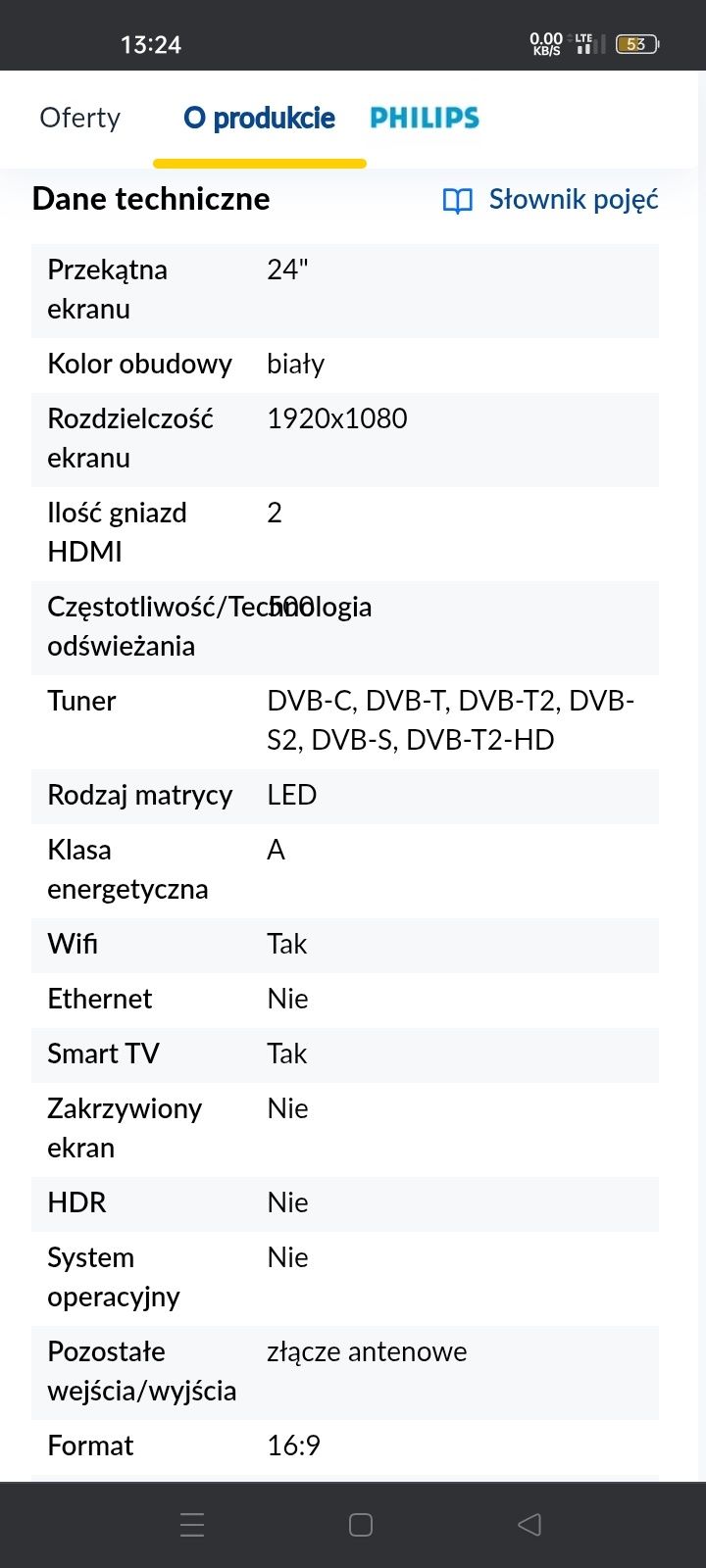 Telewizor Philips Smart TV 24 DVB-T 2