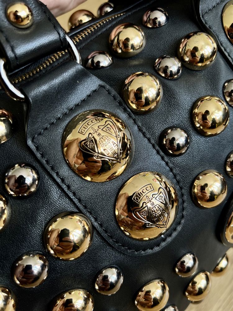 Сумка из кожи Gucci Babouska Studded Leather Boston оригинал новая