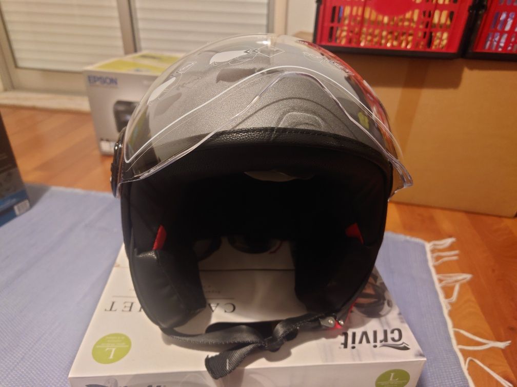 Capacete Jet/Aberto Crivit, tamanho L, Novo
