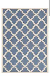 Nowy dywan zewnętrzny Safavieh niebieski ecru płasko tkany