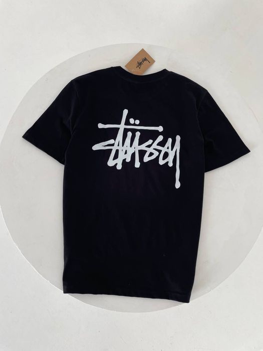 Футболка Stussy Big Logo/ футболка стуссі з великим лого чорна/ біла