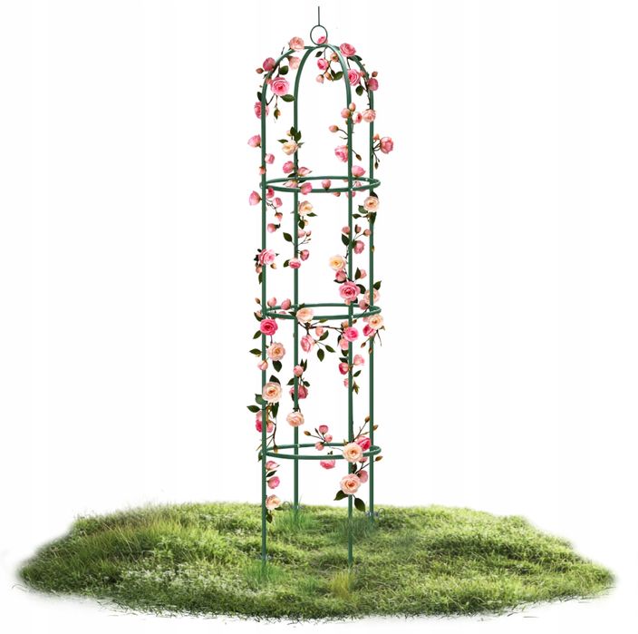 Pergola Ogrodowa Metalowa Zielona 200x40cm Na Róże Kwiaty Z Kotwami