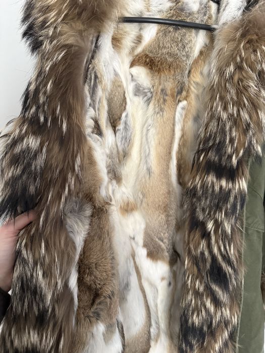 Kurtka parka nowa z futrem naturalnym S khaki