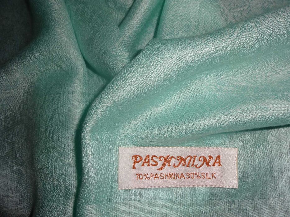 70% Pashmina i 30% SILK błękitny duży kaszmirowy szal / szalik