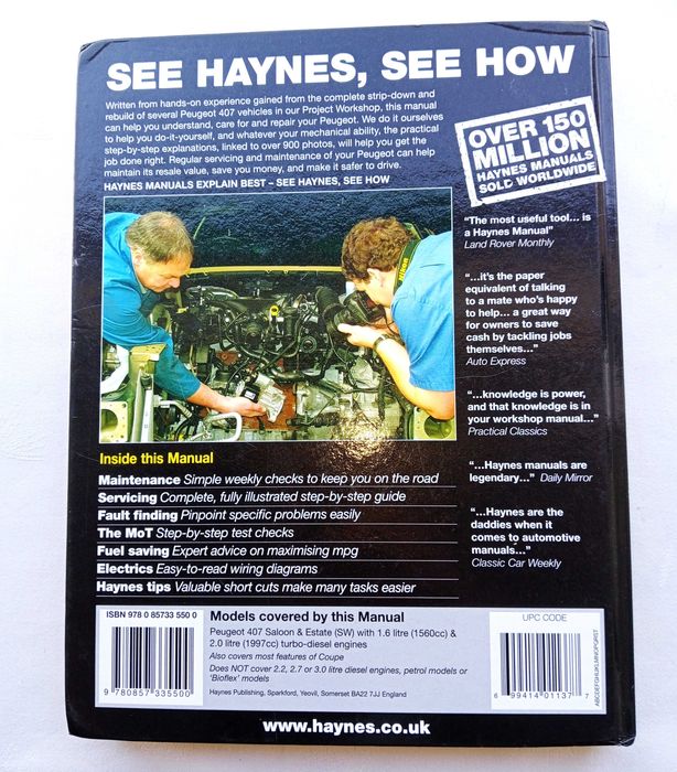 PEUGEOT 407 Livro de reparações ou manutenção