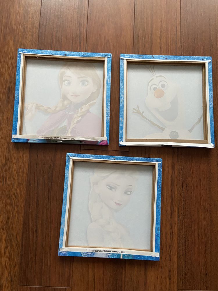 3 obrazy na ścisnę Frozen, Kraina Lodu. Elsa, Anna, Olaf