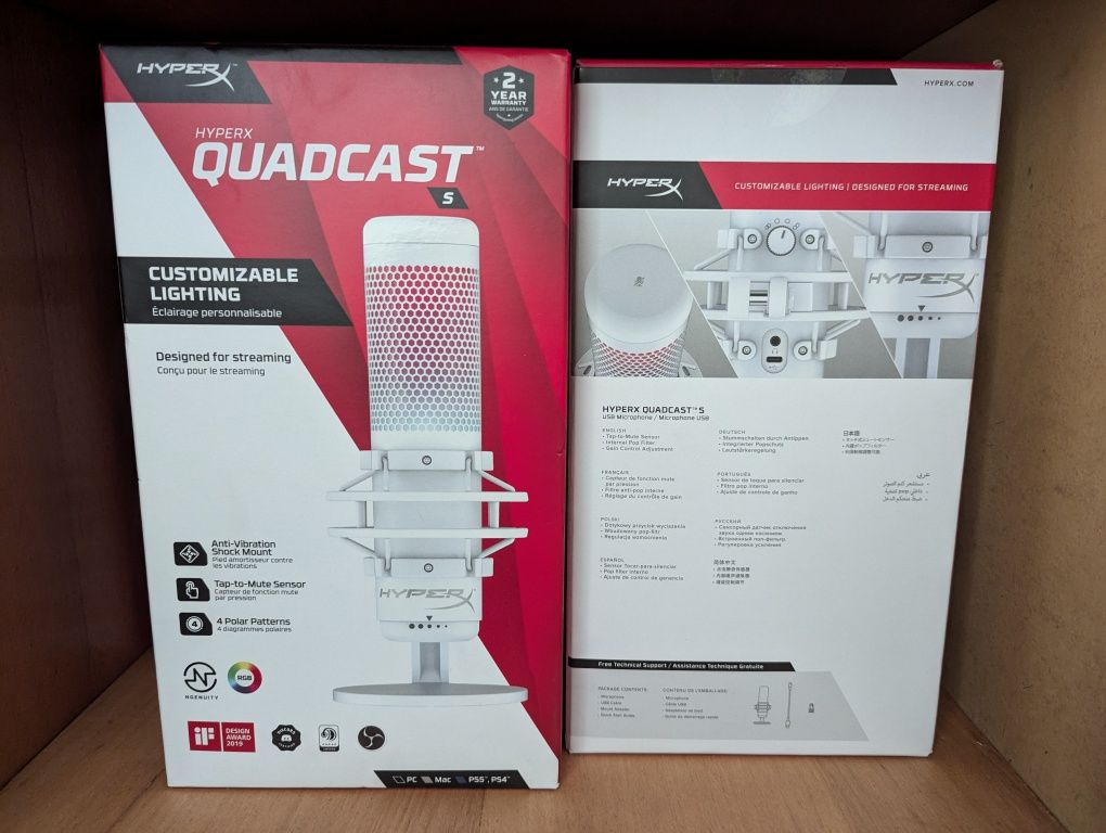 Мікрофон для ПК/для стрімінгу, подкастів HyperX QuadCast S White білий