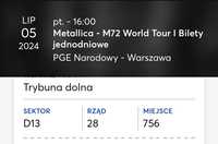 Bilety na koncert zespołu Metallica 05.07.2024