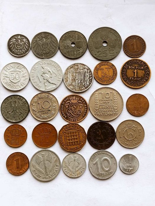 Старовинні монети світу 25шт.Старинные монеты мира 18шт.набор N3